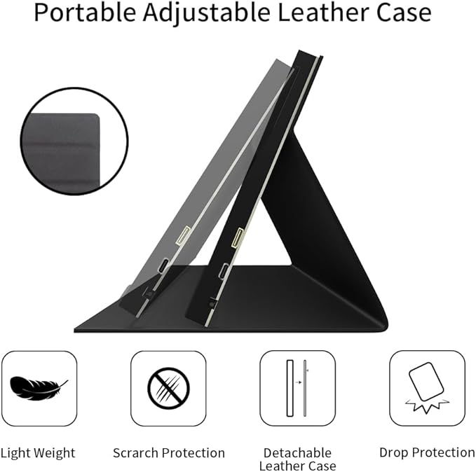 CUQI 7 Inch Mini Monitor IPS 1024 × 600 HDMI Portable Monitor with Leather Stand for Raspberry Pi 5/4 Laptop PC Switch Xbox PS4