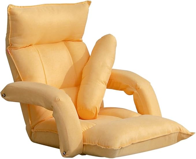 Floor Chair with Arm Lounge Chair for Bedroom Couch Recliners Sofa Gaming Chair with Back SupportRemovable SleeveBalcony Lazy Sofa ChairAdjustable backrest (Color : Yellow)