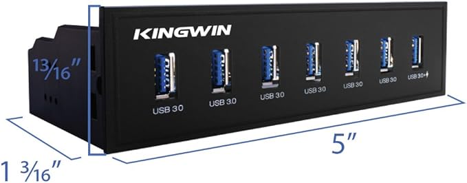 Kingwin Front Panel USB 3.0 Hub 7 Port &amp One Fast Charging USB 2.1A Charging Port