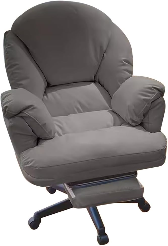 Lazy Sofa Swivel Video Game Chairs Gaming Chair Ergonomic Office Chair Comfortable Desk Chairs Study Backrest Chair Liftable Anchor Seat for Bedroom Balcony (Color : Gray w/footrest)