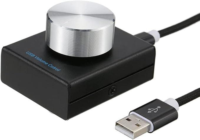 Docooler USB Volume Control PC Computer Speaker Audio Volume Remote Controller Knob with 1-Key Mute Function Support Rotation Volume Adjust for PC Laptop - Silver