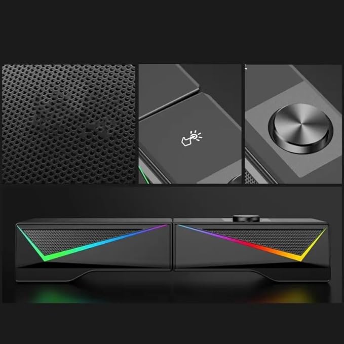 RGB Desktop Subwoofer Computer Speakers Separable Music Audio Wired PC Loudspeaker Stereo Surround