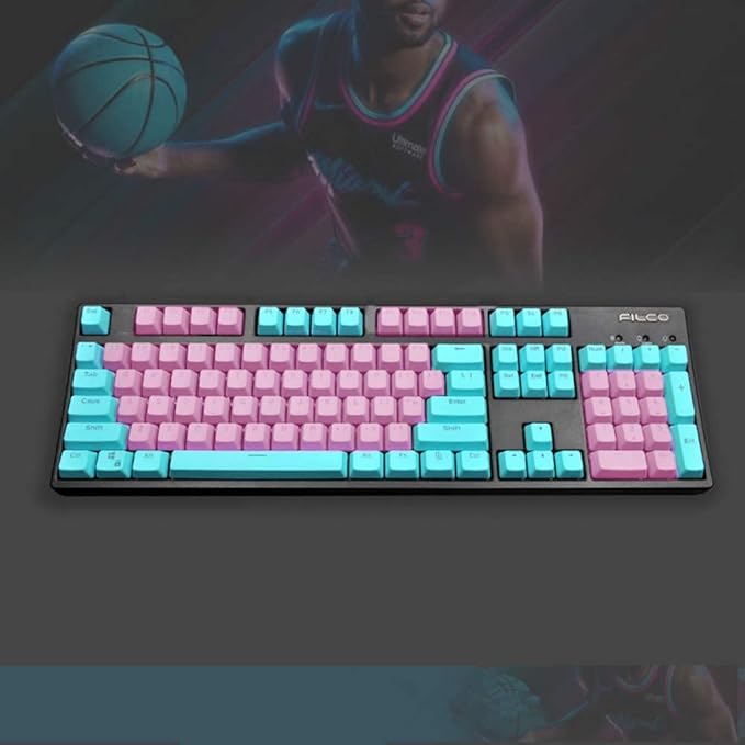 yue 104 Keys Double Shot PBT Translucnt Backlit Keycap OEM Profile Keyset for All Cherry MX Switches Mechanical Gaming Keyboards Standard ANSI Layout 108 104 87 TKL 60% (Miami Alpha)