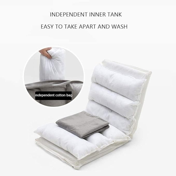 Adjustable 5Position Floor Chair -Pillow Gaming Chair-Cushion Dorm Rocker-Gamer-Comfy for Reading Game Meditating-Simplicity Style-and Free Long Bolster Pillow (Grey)