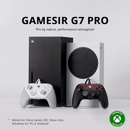 GameSir G7 Pro Wired Controller for Xbox Series X|S Xbox One Wireless Gamepad for PC&ampAndroid with TMR Sticks Hall Effect Analog Triggers 1000Hz Polling Rate 3.5mm Audio Jack - White
