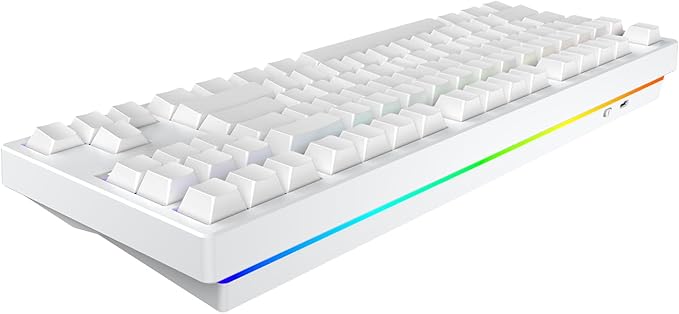 FE87 V2 Wired Mechanical Keyboard Dual 8KHZ Polling Rate Support SODC/Latency As 0.125MS/ARGBHot Swappable Gasket Sturcture Gaming Keyboard(White/Azure Heaven Switch)