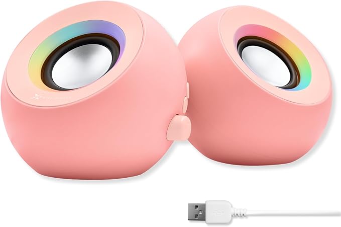X9 Performance Pink Computer Speakers for Desktop PC with RGB Lighting Bluetooth USB and AUX - Triple Mode Connection Dual 2.25 Drivers for Work and Play Bluetooth Desktop Speakers for PC - Pink