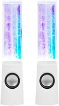 2PCS LED Light Speakers Dancing Water Music Fountain Light for PC Laptop for Phone Portable Desk Stereo Speaker White