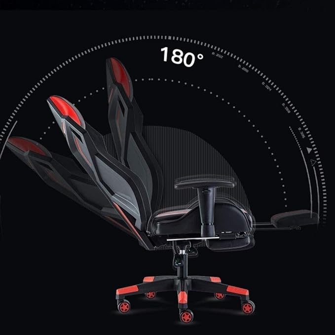 Ergonomic Gaming Office Chair PU Leather High Back Computer Chair with Lumbar Support &amp Headrest Red