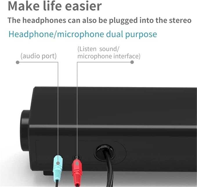 Computer Speakers Computer Sound Bar USB Powered PC Speakers 3.5mm Aux-in Computer Speakers for Desktop Laptops PCs Phones Tablets