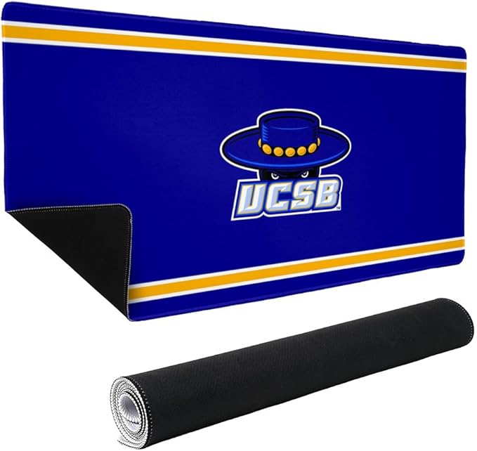 University of California Santa Barbara Gauchos Primary Logo Stripes Large Gaming Mouse Pad Desk Mat with Stitched Edges Non-Slip Base for Gamer Home and Office 31.5 x 15.7