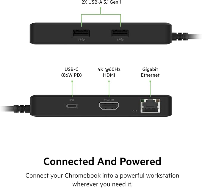 Belkin 5-in-1 Powered USB-C &amp USB Hub USB-C Docking Station w/ 2 USB-A Ports 1 USB-C Port Ethernet &amp 4K HDMI Port Compatible with MacBook Chromebook &amp Other USB-C Devices