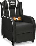 GYMAX Gaming Recliner Massage Gaming Chair with Adjustable Backrest Footrest Remote Control &amp Side Pocket Ergonomic Game Lounge Chair Racing Style Single Theater Seat Game Sofa for Adults (Whi