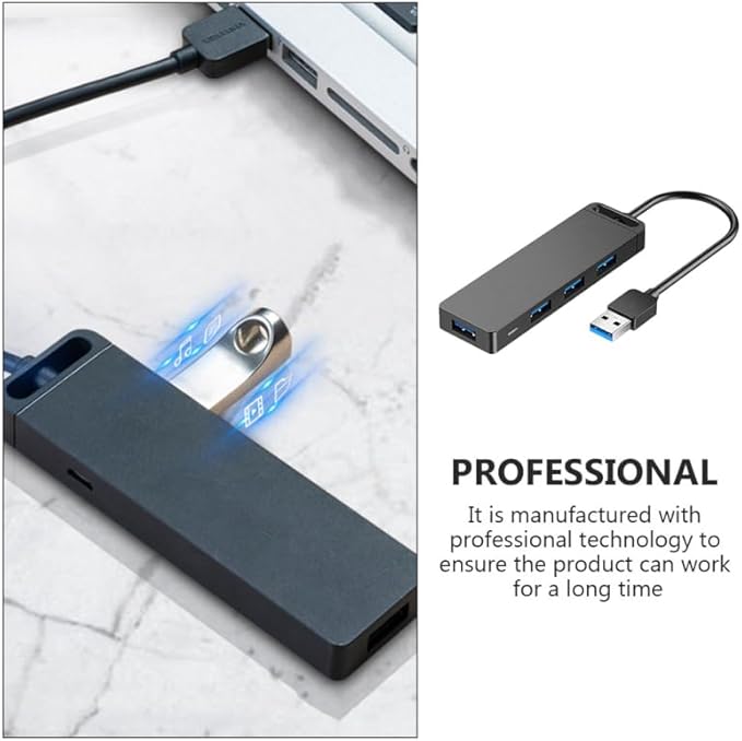 USB Hub Ports High-Speed Data Splitter with Auxiliary Power Input Cable for Accessories Supports Dual SSD Compatible with Mouse Keyboard for Desktop Laptop