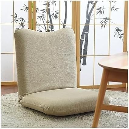 ELEFOCUS Floor Chair Portable Recliner Chair with Back Support Foldable Floor Seats with Multiple Angles for Bedroom Balcony(Beige)