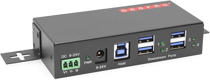 Gearmo 4-Port USB 3.2 Gen 1 Industrial Metal Hub w/15KV ESD Protection