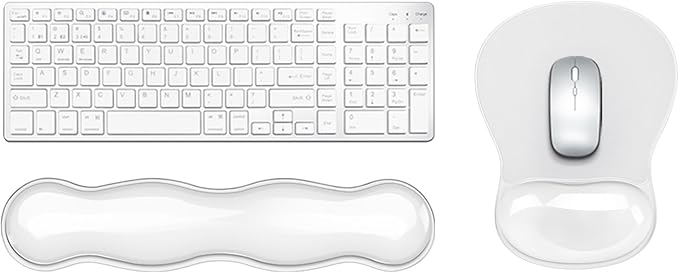 Gel Keyboard &amp Mouse Wrist Rest Set Ergonomic Keyboard and Mouse Pad with Wrist Support Typing Pain ReliefSuitable for Office/Computer/Laptop/Gaming（White Set ）