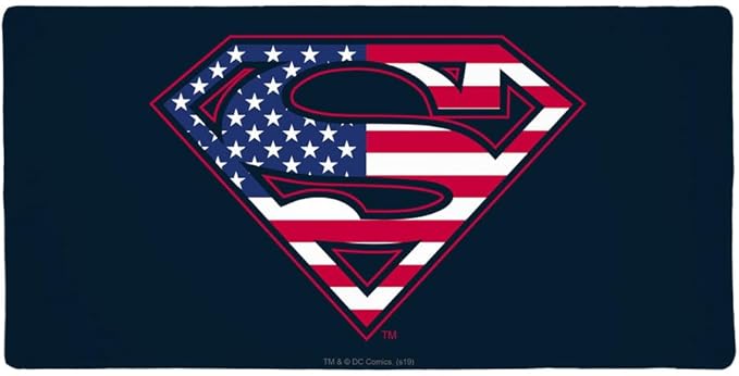 Superman USA American Flag Shield Logo Large Gaming Mouse Pad Desk Mat with Stitched Edges Non-Slip Base for Gamer Home and Office 31.5 x 15.7
