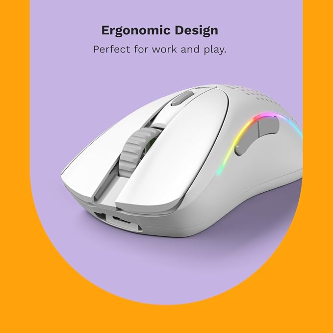 Glorious Gaming - Model D 2 Wireless Ergonomic Mouse Superlight 66g up to 210 hr Battery Life 26K Optical Sensor 6 Programmable Buttons 80 Million Clicks FPS MMO MOBA Battle Royale (White)