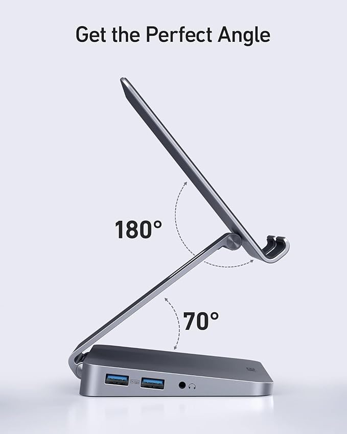 Anker USB C Hub for iPad 551 USBC Hub (8-in-1) with Foldable Tablet Stand 4K HDMI 2 USB-A Data Ports for iPad Pro 5th Gen/Air 5th Gen/Mini 6th and Later (Silver)