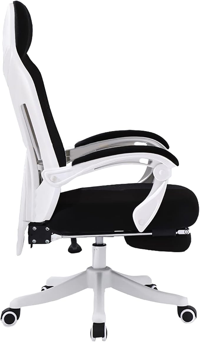 Professional Game Chair Mesh Backrest with a Hidden Leg Drag with Age Armrest with 155 Degree Inclination Game or Office (Grey Without Footrest 1)