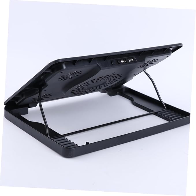 USB Laptop Cooling Pad Fans Multi-Angle Adjustable Stand -Skid Base Design for Optimal Heat Dissipation Quiet Compatible Laptops Black