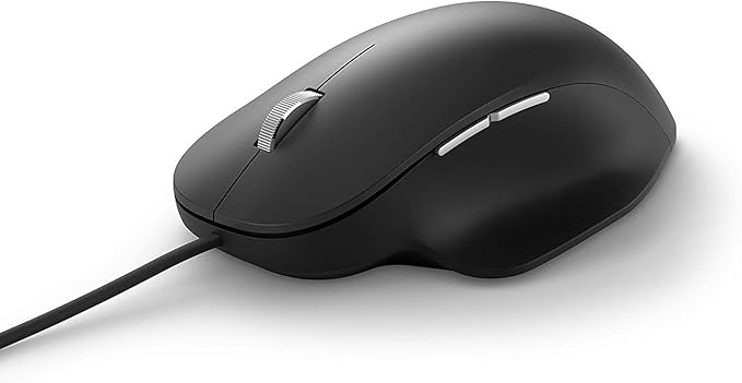 Microsoft Ergonomic Mouse Black - Comfortable Ergonomic Design and Thumb Rest. Wired USB Mouse with 2 Programmable Buttons Works for PC/Laptop/Desktop
