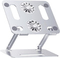Gadpiparty Adjustable Laptop Cooling Pad with Dual Fans Aluminum Alloy Notebook Cooler Stand for Gaming and Office Use Silver