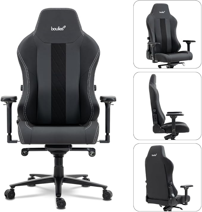 boulies Master Gaming Chair Ergonomic Office Chair for Adults with 4D Armrests Comfortable Computer Chair for Home with Adjustable 4-Way Built-in Lumbar Support