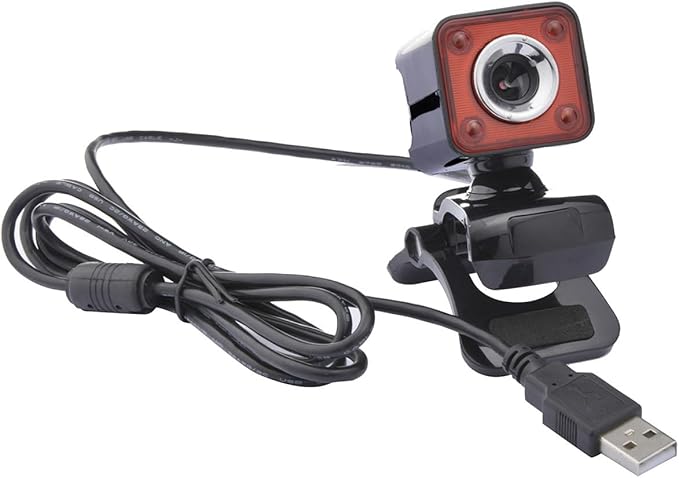 GIZNXBA Webcam with Microphone and Light 480P Streaming Webcam Auto Focus HD Light Correction Noise-Canceling Microphone for Creators Podcasters Meetings(Red)