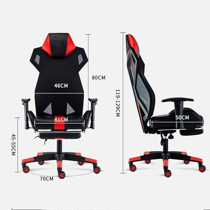 Ergonomic Gaming Office Chair PU Leather High Back Computer Chair with Lumbar Support &amp Headrest Red