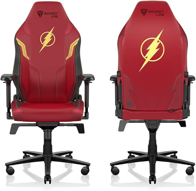 Secretlab Titan Evo Flash Gaming Chair - Reclining - Ergonomic &amp Comfortable Computer Chair with 4D Armrests - Magnetic Head Pillow &amp 4-Way Lumbar Support - Small - Red - Leatherette