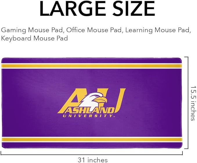 Ashland University Eagles Primary Logo Stripes Large Gaming Mouse Pad Desk Mat with Stitched Edges Non-Slip Base for Gamer Home and Office 31.5 x 15.7