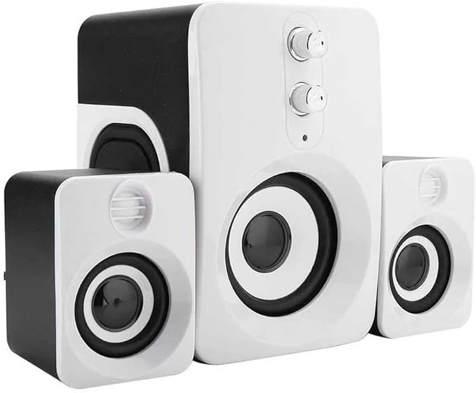 Computer SpeakerMulti-medioa USB Mini Subwoofer Speaker with 360°Surround Stereo Sound PC Speaker for Desktop/Laptop Gaming StereoBuilt-in Microphone