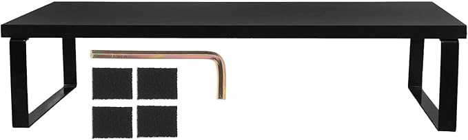 Veemoon Sturdy Desktop Monitor Riser Stand Black Computer Stand with Abrasion Resistance Smooth Edges Ergonomic Eye-Level Height for Laptop and Monitor Organization