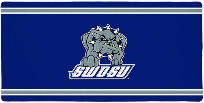 Southwestern Oklahoma State Bulldogs Primary Logo Stripes Large Gaming Mouse Pad Desk Mat with Stitched Edges Non-Slip Base for Gamer Home and Office 31.5 x 15.7