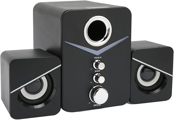 Computer Speakers 2.1 Channel Deep Bass Mini Desktop Speaker HiFi Stereo Computer Sound Bar RGB Home Speaker System for Wedding Party (Black)