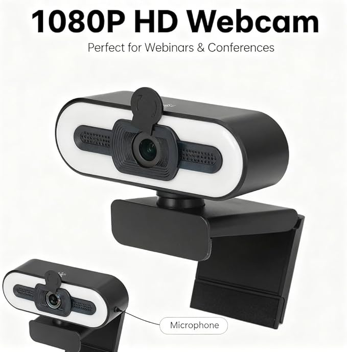 Web Camera 1080P HD with Auto Focusing Noise Reduction Easy Installation for Desktop and Laptop - Full HD Clarity Plug and Play Ideal for Video Conferencing and Webinars