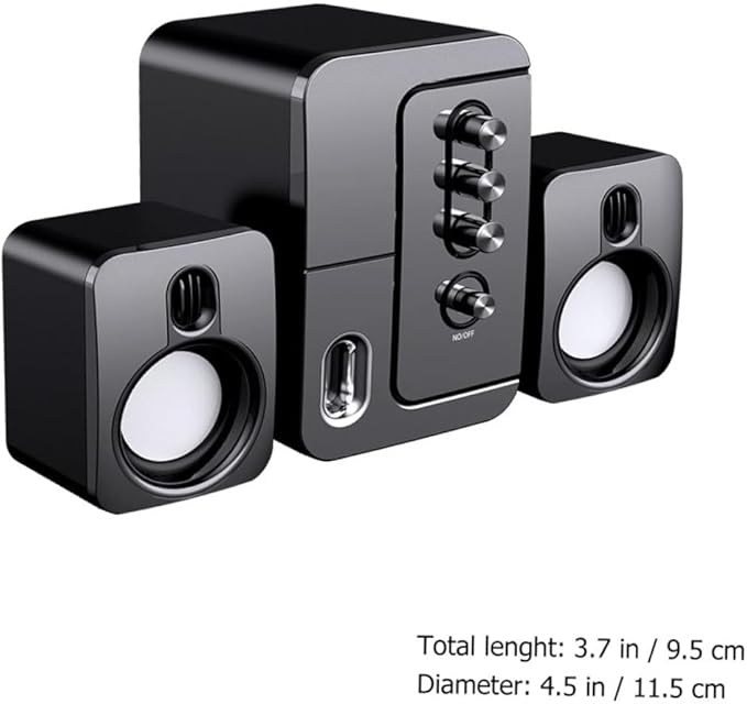 NOLITOY USB Desktop Computer Laptop Speakers Portable 3D Surround Sound with Bass Black Compact Music Loudspeaker for Home and Office Use
