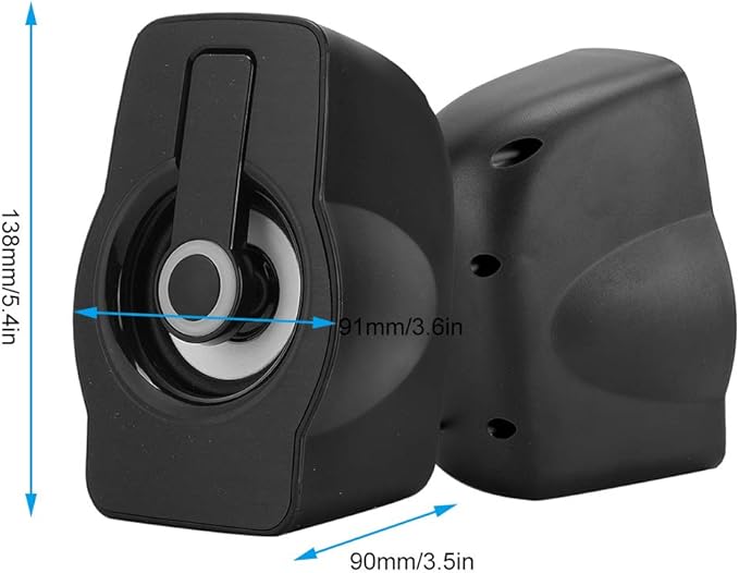 Computer Speakers for Desktop Pc Stereo Speakers Ft-185 Mini USB LED Speaker Portable Loudspeaker Music Player for Desktop Laptop (Classic Black)