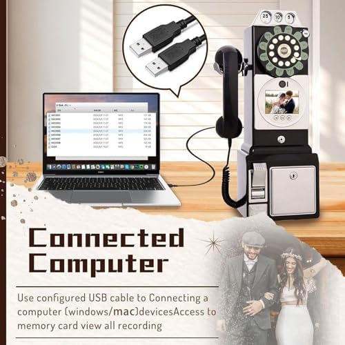 Vintage Video Guestbook Phone - 1080p Auto-Record 32GB Storage 70H Video 7H Battery Life - Ideal for Engagements Weddings Anniversaries Black Memory Keeper