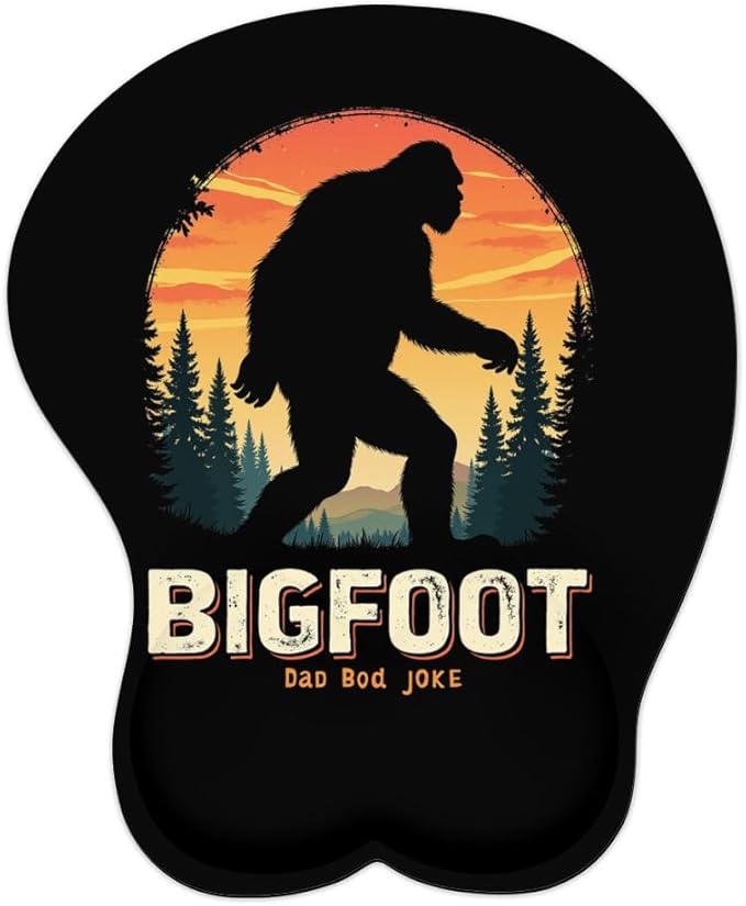 Mousepad Bigfoot Dad BOD Joke Sasquatch Ergonomic Wrist Support Non-Slip Base Mouse Mat with Wrist Rest Computer Mousemat for Desk Work Accessories Pad