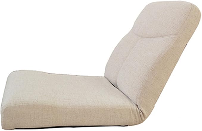 Floor Chair with Back Support Folding Sofa Chair with 5 Adjustable Position Padded Sleeper Bed Couch Recliner Floor Gaming Chair Beige-45x108cm