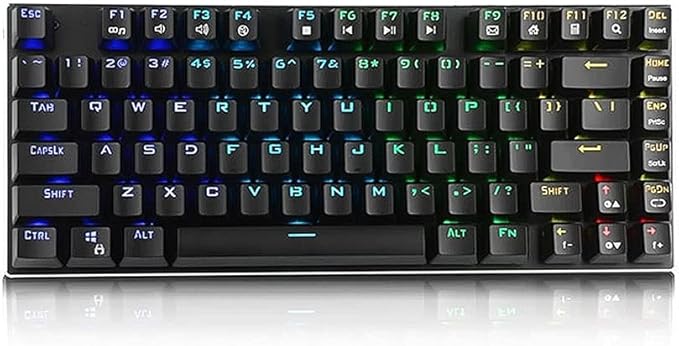 Computer KeyboardUSB Wired RGB Backlit Blue Switch Mechanical Gaming PC Game Keyboard81 Keys