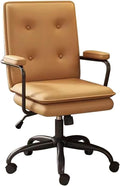 YCKEGEW High Back Executive Office Chair Leather Armrest with Tilting BackrestComputer Desk Chair for Home Work and StudyGaming Chair with Wheels(OrangeBlack Legs)