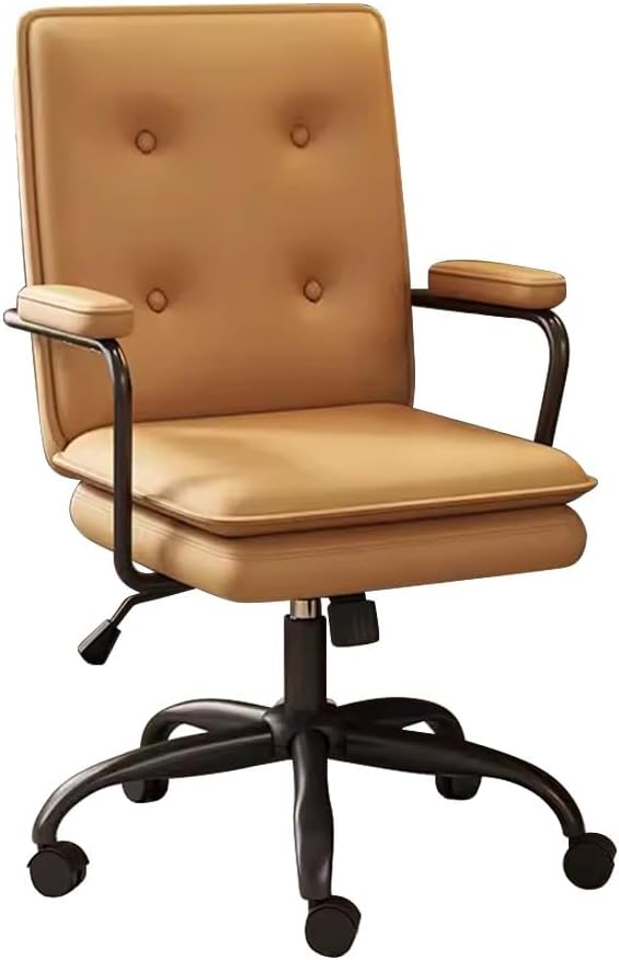 YCKEGEW High Back Executive Office Chair Leather Armrest with Tilting BackrestComputer Desk Chair for Home Work and StudyGaming Chair with Wheels(OrangeBlack Legs)