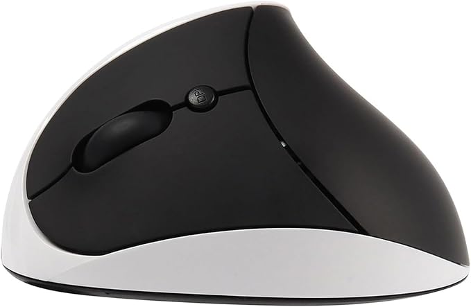 CHUYI Left-Handed Mouse Ergonomic Vertical Rechargeable Wireless Mouse 6 Buttons Optical and Portable Wireless Office Mice with USB Receiver for PC Computer Laptop (Black &amp White)