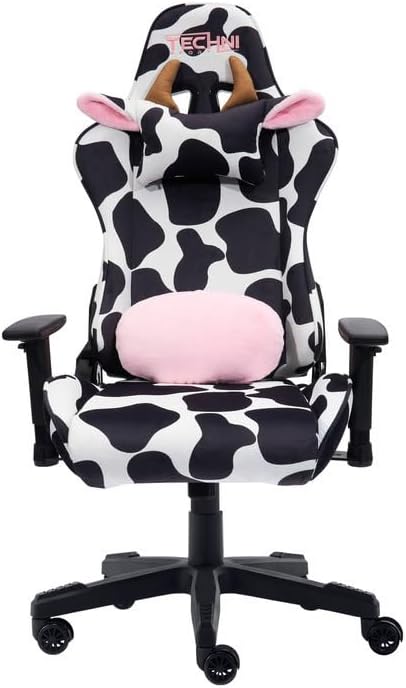 Maykoosh Cow Print Gaming Chair - Reclining Ergonomic Swivel PC Game Chair