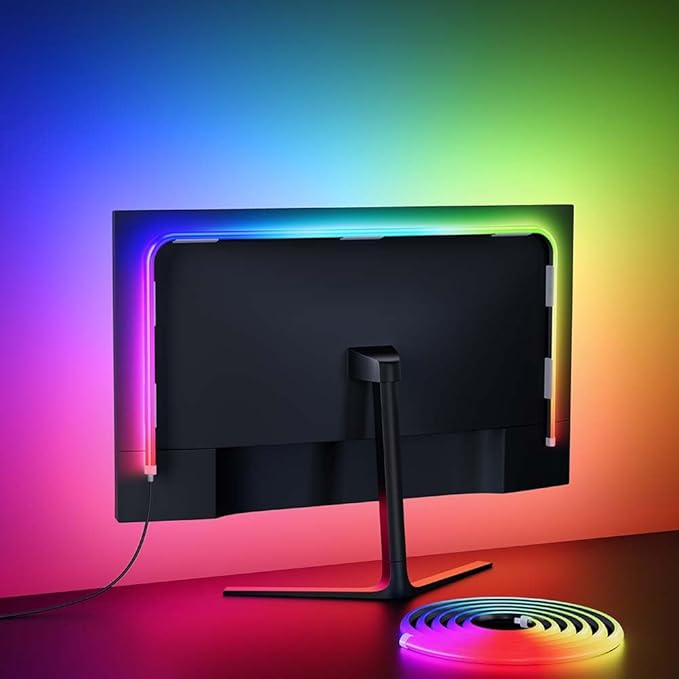 Upgrade RGB LED Strip for 24-Inch PC Monitor Smart Monitor Backlight with Screen Sync &amp Music Mode 45° Wide Angle USB Powered for Desktop/Laptop