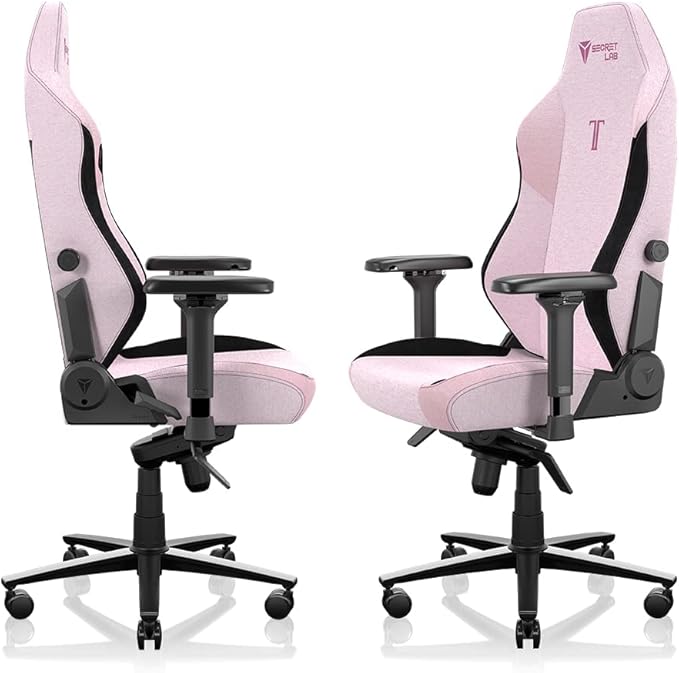 Secretlab Titan Evo Plush Pink Gaming Chair - Reclining - Ergonomic &amp Comfortable Computer Chair with 4D Armrests - Magnetic Head Pillow &amp 4-Way Lumbar Support - Small - Pink - Fabric